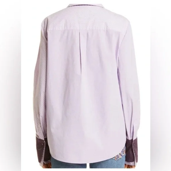 Le Superbe Lavender Ex-Boyfriend Double Cuff Button-Up Shirt SZ 2 - Picture 3 of 8